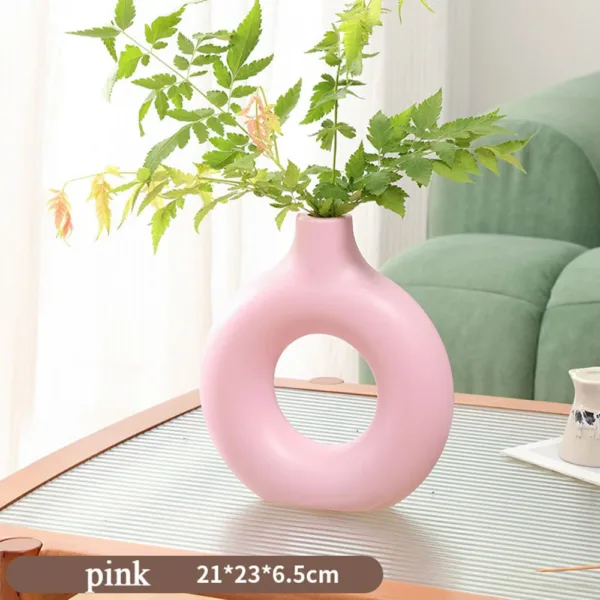 Plastic Circle Vase Donut Shape Living Room Decoration Dry Flower Vase Nordic Style Home Decor Furnishings Vase Room Decor - Image 4