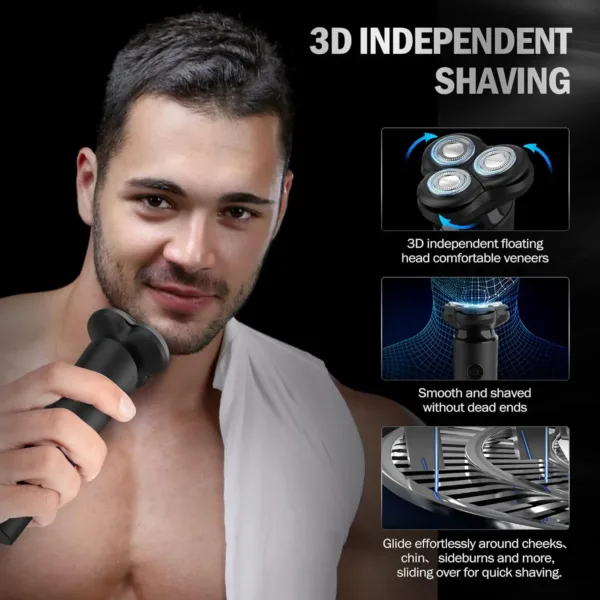 Sejoy Shavers for Men Electric Razor Waterproof IPX5 Electric Shaver Fast Charging-3D Floating Head Shaving Machine - Image 4