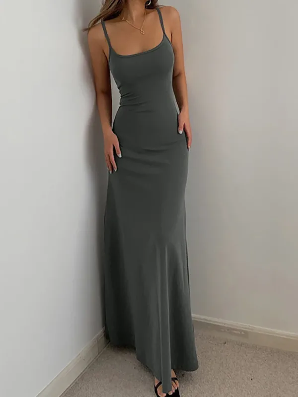 2024 Summer Women's New Fashion Simple Temperament Suspender Long Backless Slim Waisted Sexy Sweet And Spicy Casual Dresses - Image 7
