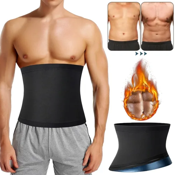 Mens Abdomen Reducer Sauna Body Shaper Fitness Sweat Trimmer Belt Waist Trainer Belly Slimming Shapewear Waist Trainer Corset - Image 3