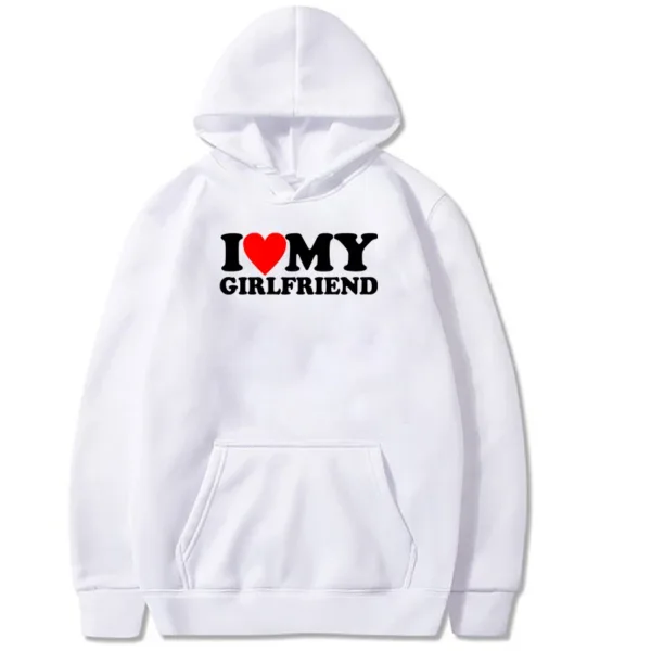 Women Men Funny Letter Matching Hoodie "I Love My Girlfriend/Boyfriend"Fashion Long Sleeve Hooded Autumn Couple Loose Sweatshirt