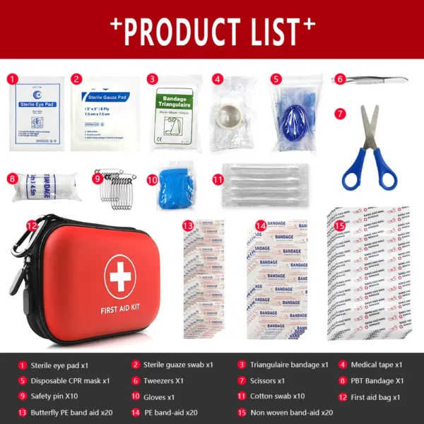91pcs Portable Emergency Medical First Aid Bag Kit For Household Outdoor Travel Camping Equipment Medicine Survival - Image 6