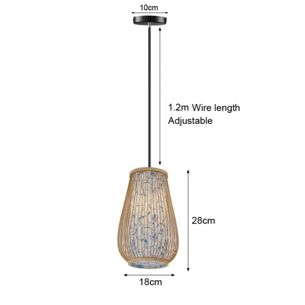 Bamboo Hanging Lamp Pendant Ceiling Light Rattan Wicker Lustre Hand Knit Braiding Suspended Home Dining люстра потолочная - Image 4