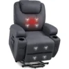 Power Lift Recliner Chair with Heat and Massage for Elderly Faux Leather Modern Reclining Sofa Chair with Cup Holders - Image 4