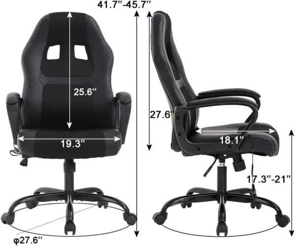 Furniture suppliesBestOffice PC Gaming Chair Massage Office Chair Ergonomic Desk Adjustable PU Leather Racing Chair with L - Image 4