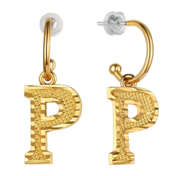 Vintage Gold Alphabet Earrings - Image 26