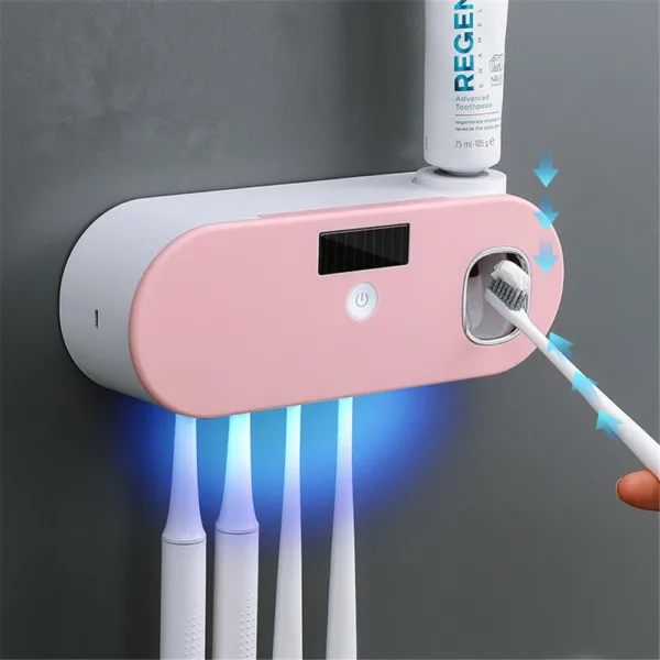 Solar Energy UV Toothbrush Holder Toothpaste Dispenser Bathroom Toothbrush Storage Box Multi-function Storage Holder USB Charge - Image 3