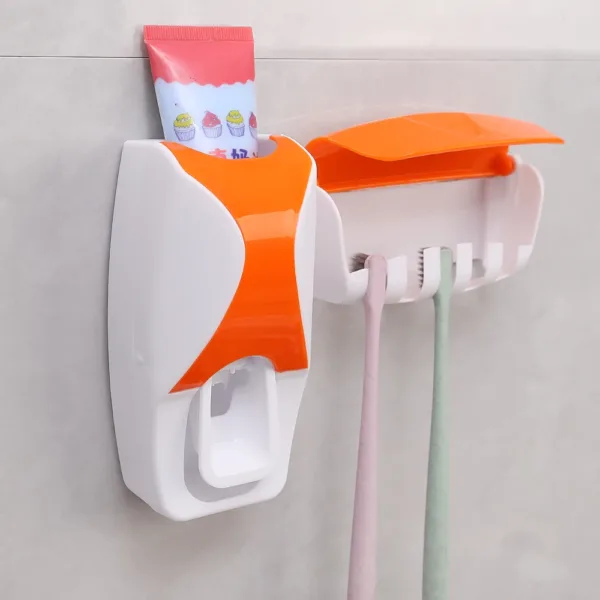 Toothbrush Holder with Automatic Toothpaste Dispenser Wall Mounted Toothbrush Razor Storage Rack Bathroom Toothpaste Squeezer - Image 6