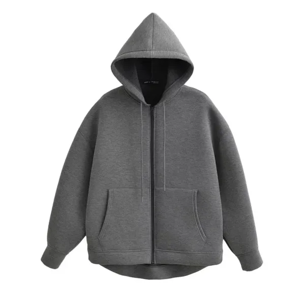Winter New Women's Zipper Hoodie High Street Unisex style Double Pockets Oversize Loose Sweatshirts Outerwear Top - Image 8