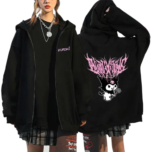 Essential Hoodies Women's Sale Cardigan Zipper Hoodies Sanrio Hello Kitty Kuromi Long Sleeve Women's Autumn and Winter Sweatshir - Image 3