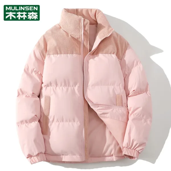 Winter Parkas Jacket Men Women Solid Patchwork Parkas Coat Loose Warm Thick Couple Jacket Korean Outwear Male Unisex Pink Green - Image 11