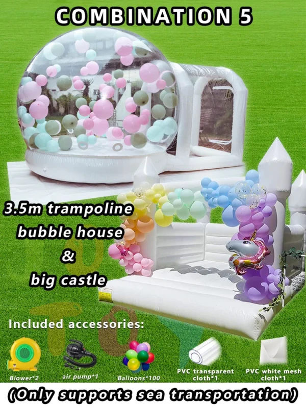 JOLLY TOYS Balloon inflatable bubble house with trampoline and transparent dome PVC material with blower - Image 5