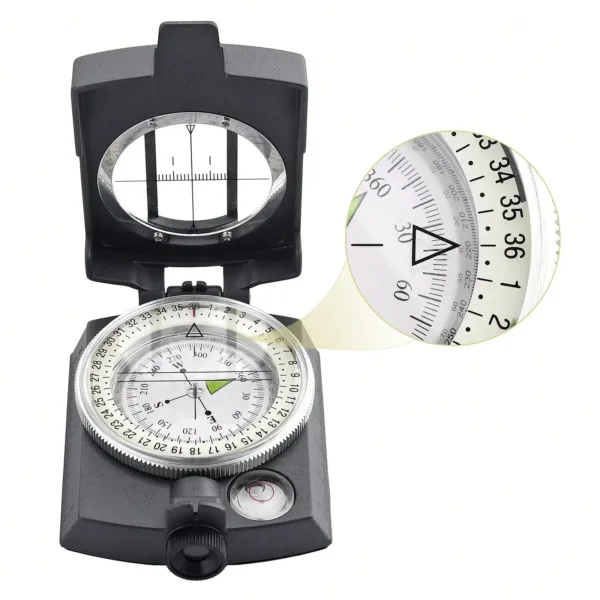 Multifunction Military Compass Pocket Metal Sighting Grey Camping Survival Built-in Bubble Level for Hiking Climbing Biking - Image 2