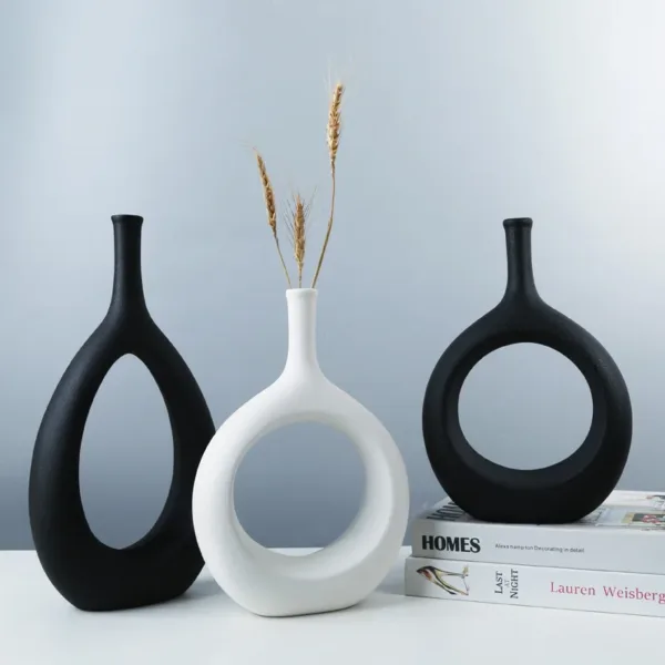 Ceramic Hollow Vase Nordic Flower Pot Modern Art Planter Pots Office Living Room Desktop Interior Home Decoration Accessories - Image 3