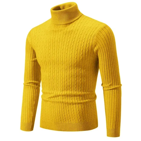 Men's High Neck Sweater Solid Color Pullover Knitted Warm Casual Turtleneck Sweatwear Woolen Mens Winter Outdoor Tops - Image 7