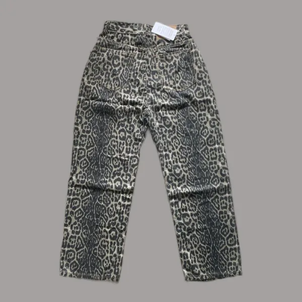 Women's Jeans Leopard High Waist Hip Hop Straight Fashion Pants Streetwear Harajuku Y2K Style Female Wide Leg Denim Trousers - Image 3