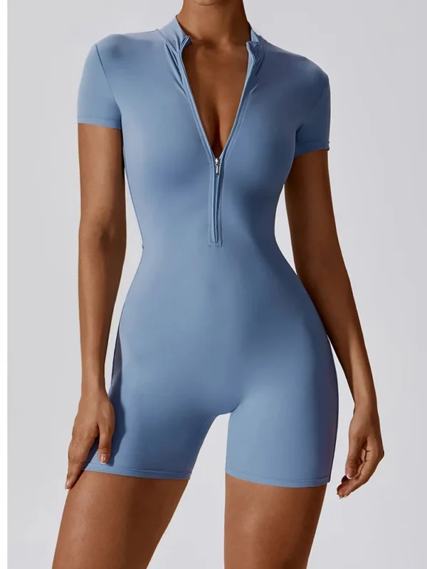 Summer Zipper Workout Jumpsuit Sports Overalls Women Gym Clothing Running Fitness Suits Gym Tracksuit Short Sportswear Yoga Set - Image 9