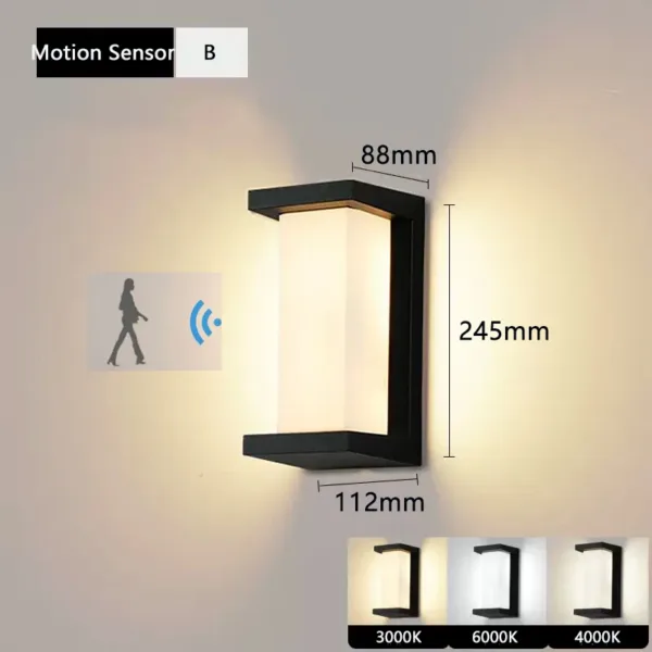 Led Outdoor Wall Light Waterproof IP65 Motion Sensor Led Outdoor Lighting Porch Lights Balcony Garden Lights Outdoor Wall Lamp - Image 7