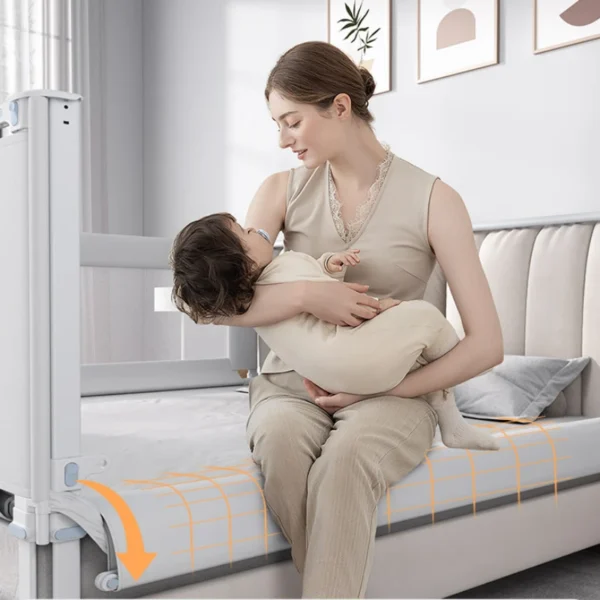 Baby anti-fall bed fence baby guardrail Bedside anti-fall baffle Children's bed three side guardrails without drilling - Image 8