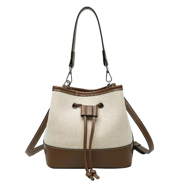 Contrast Color Canvas Bucket Bag - Image 9