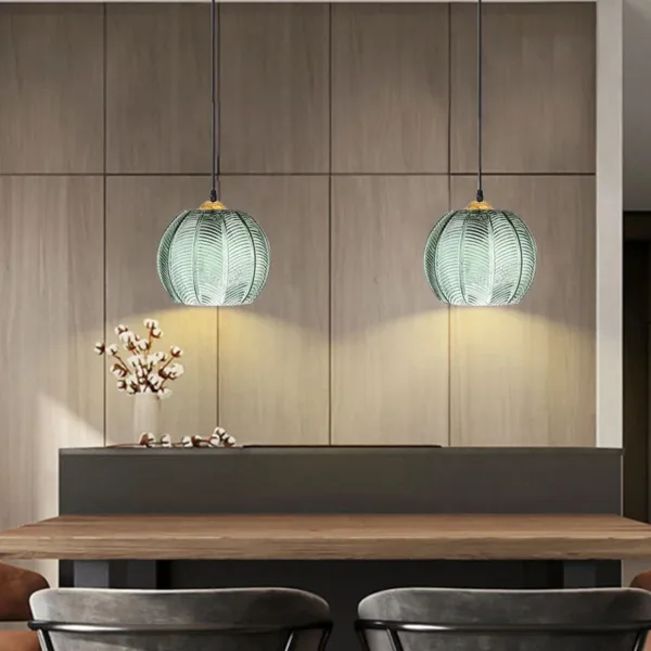 Nordic Glass Pendant Light Green Leaf Pattern Lighting For Living Room Dining Room Hotel Study Bedroom Indoor Decorative Fixture - Image 8
