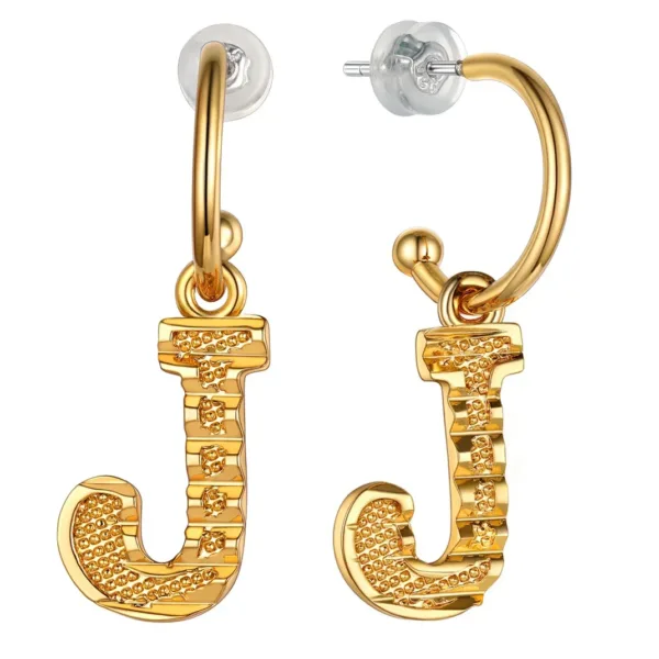 Vintage Gold Alphabet Earrings - Image 7