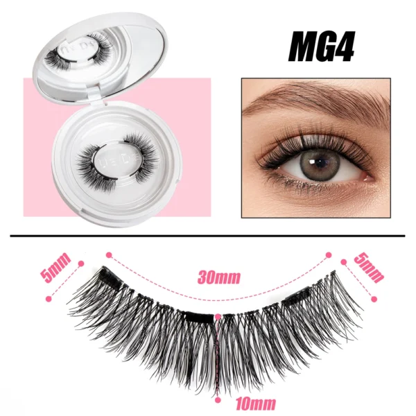 Cillophy 2Pairs Reusable Magnetic Lashes with Magnets Tweezer No Glue Needed D Magnetic Eyelash 3-Step Press On False Eyelash - Image 14