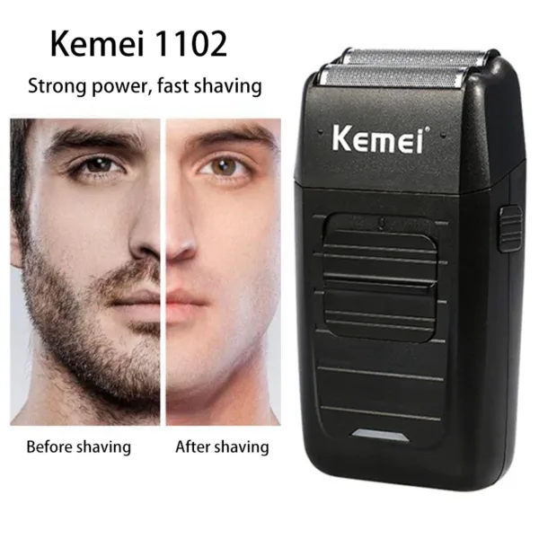 Kemei Rechargeable Cordless Shaver for Men Twin Blade Reciprocating Beard Razor Face Care Multifunction Strong Trimmer KM-1102 - Image 3