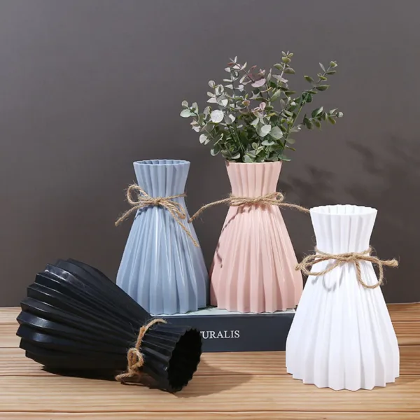 Vase Dry Flower Bottle Simple Modern Waist Cinching Creative Flower Vase Flower Arrangement Plastic Flowerpot Home Decorations - Image 10