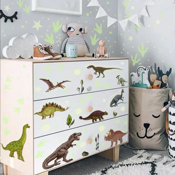 Luminous Cartoon Dinosaur Wall Stickers Glow in the Dark Dinosaur Decals for Baby Kids Rooms Bedroom Wall Decoration Wallpaper - Image 8