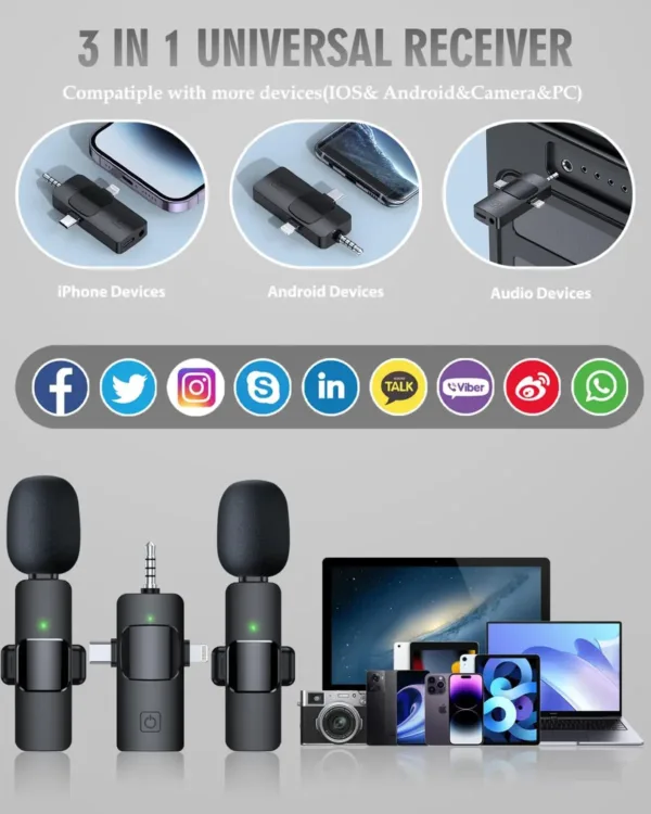 3-in-1 Wireless Lavalier Mic - Image 3