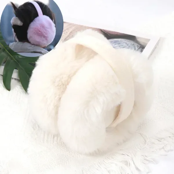 White Soft Plush Earmuffs - Image 9