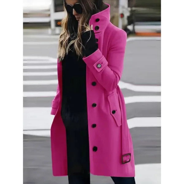 Wool Blend Women's Coat Outerwears Winter Warm Female Jackets Single Breasted Turn-down Collar Long Women's Clothes - Image 2