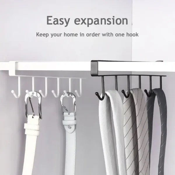 Kitchen Iron Art Seamless Nail Free Hooks Multi Row Cabinet Storage Hooks Storage of Kitchen Cabinet Wall Shelf Storage Rack - Image 6