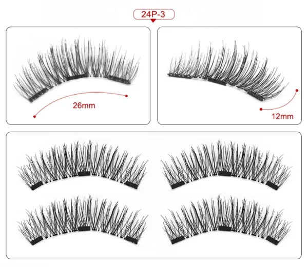 Three Magnet False Eyelashes Handmade Naturally Realistic Quick Paste Reuse 3D Magnetic False Eyelashes - Image 7