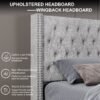 Queen Size Bed Frame w/ Tufted Upholstered Headboard Nailhead Button - Grey - Image 4