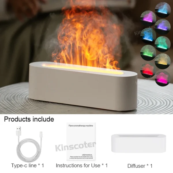 KINSCOTER Essential Oil Aroma Diffuser Flame Air Humidifier Ultrasonic Cool Mist Difusor with RGB Realistic Fire Night Light - Image 7