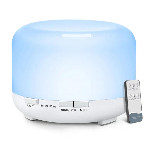 500ML Aroma Diffuser (Oils Optional), 5V 2A Essential Oil Aromatherapy Diffuser Humidifier with Remote Control for Home Office - Image 3