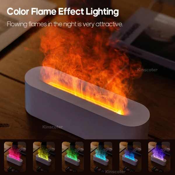 KINSCOTER Essential Oil Aroma Diffuser Flame Air Humidifier Ultrasonic Cool Mist Difusor with RGB Realistic Fire Night Light - Image 2