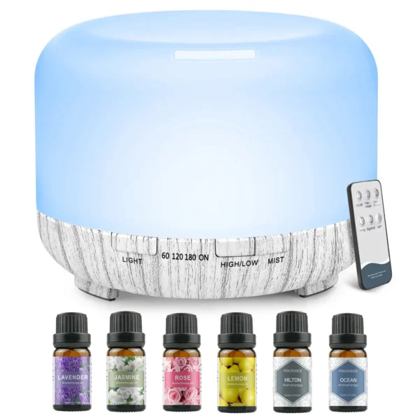 500ML Aroma Diffuser (Oils Optional), 5V 2A Essential Oil Aromatherapy Diffuser Humidifier with Remote Control for Home Office - Image 12