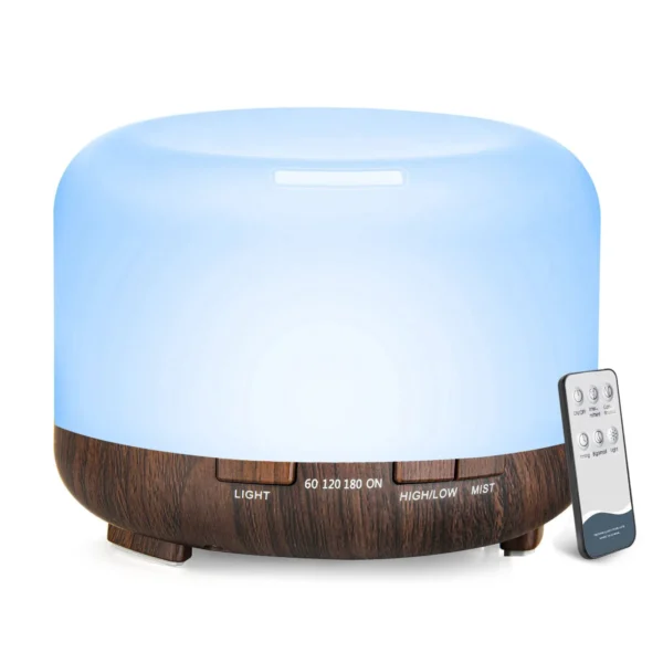 500ML Aroma Diffuser (Oils Optional), 5V 2A Essential Oil Aromatherapy Diffuser Humidifier with Remote Control for Home Office - Image 7