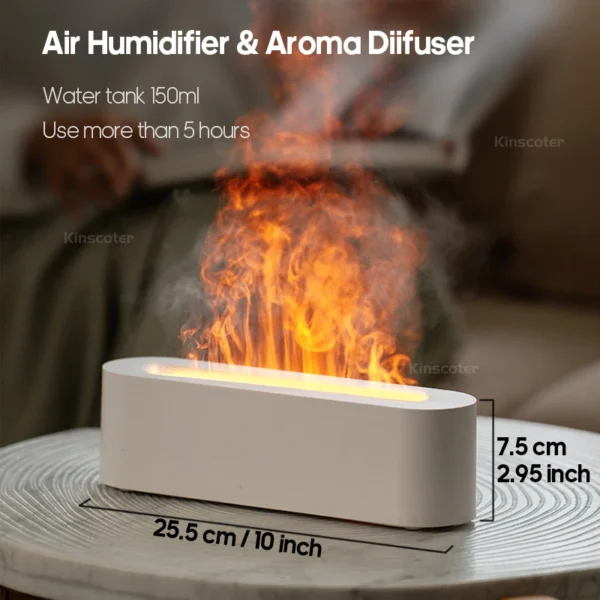 KINSCOTER Essential Oil Aroma Diffuser Flame Air Humidifier Ultrasonic Cool Mist Difusor with RGB Realistic Fire Night Light - Image 5