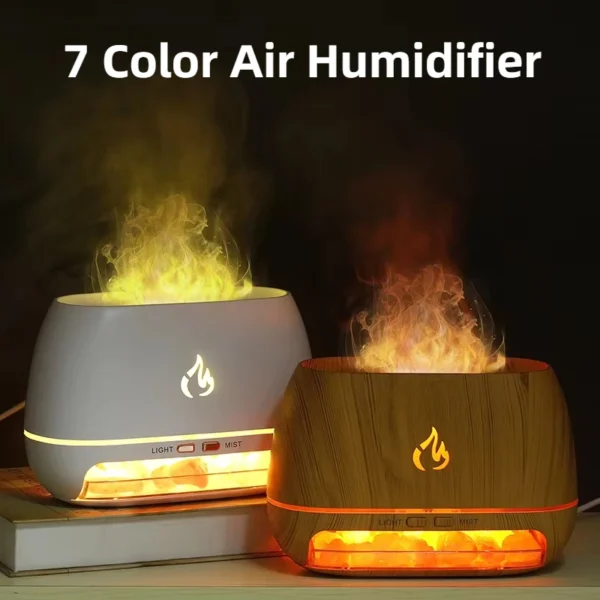 New Himalayan Crystal Salt Stone Aroma Air Humidifiers 3D Flame Fire Colorful Night Light Aromatherapy Essential Oil Diffuser - Image 3