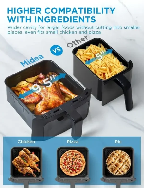 Mi dea 8 in 1 Dual Air Fryer 11 Quart with 2 Independent Frying Baskets Large Capacity Clear Windows, Smart Sync Finish