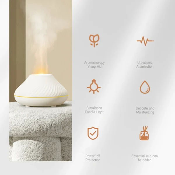 Volcanic Flame Aroma Diffuser Essential Oil Lamp Use Electric Air Humidifier Cool Mist Maker With LED Night Light For Home - Image 5