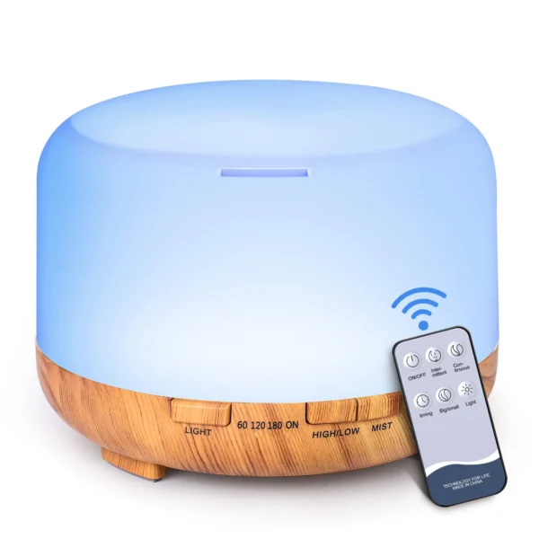 500ML Aroma Diffuser (Oils Optional), 5V 2A Essential Oil Aromatherapy Diffuser Humidifier with Remote Control for Home Office - Image 4