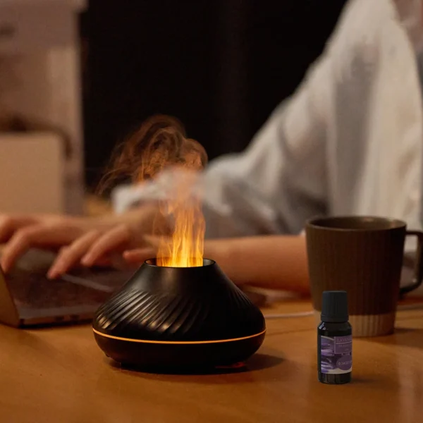 Volcanic Flame Aroma Diffuser Essential Oil Lamp Use Electric Air Humidifier Cool Mist Maker With LED Night Light For Home