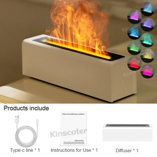 KINSCOTER Essential Oil Aroma Diffuser Flame Air Humidifier Ultrasonic Cool Mist Difusor with RGB Realistic Fire Night Light - Image 4