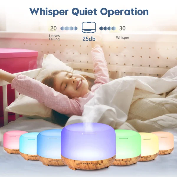 500ML Aroma Diffuser (Oils Optional), 5V 2A Essential Oil Aromatherapy Diffuser Humidifier with Remote Control for Home Office - Image 10