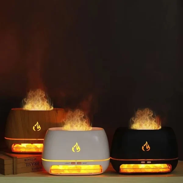New Himalayan Crystal Salt Stone Aroma Air Humidifiers 3D Flame Fire Colorful Night Light Aromatherapy Essential Oil Diffuser - Image 7